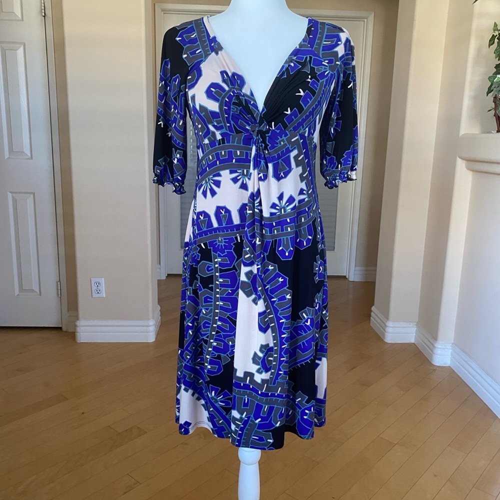Nine West Stylish Black and Blue Women's Dress 3/4 Length Sleeves